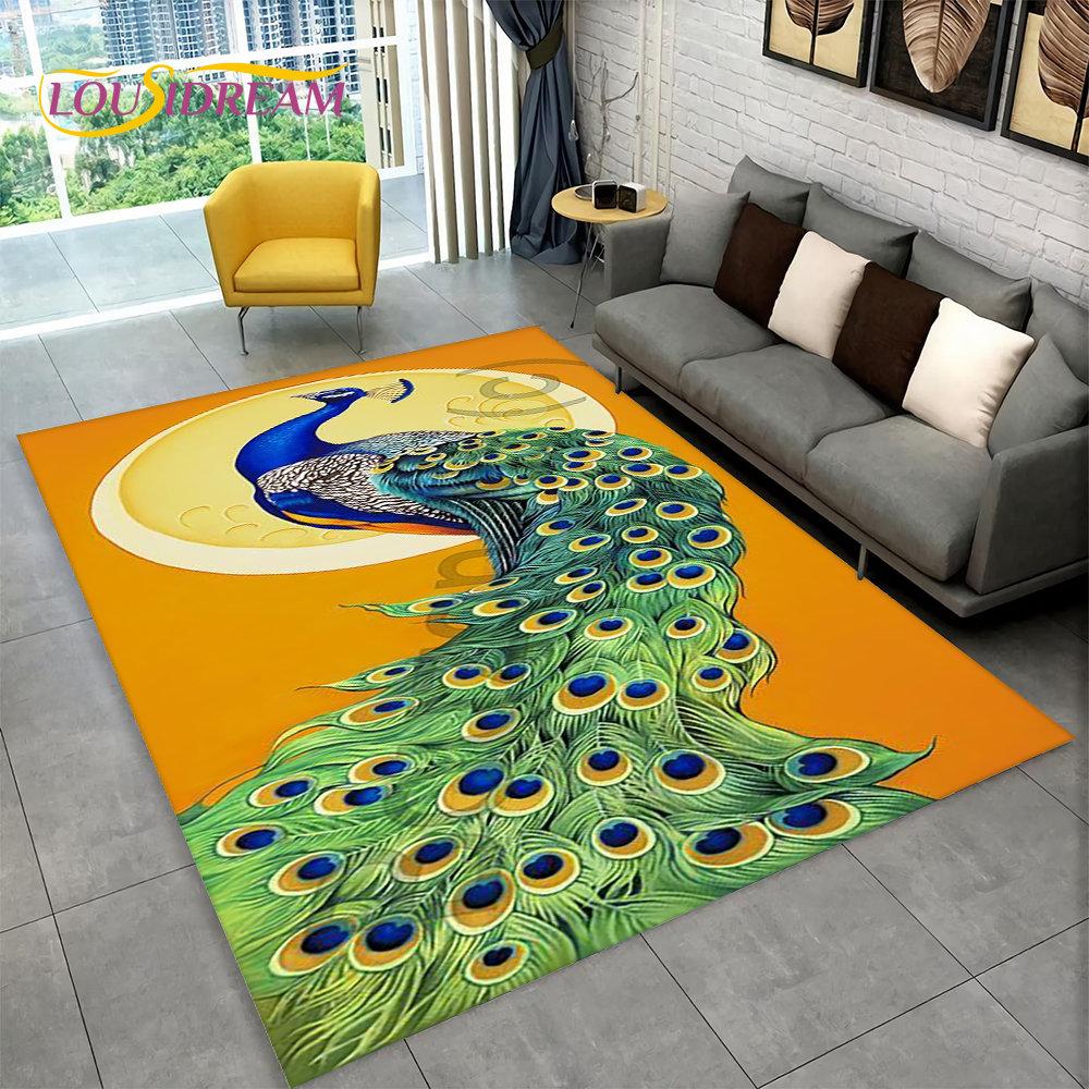 3D изысканный коврик с изображением павлина, коврик для дома, гостиной, спальни, дивана, коврик для кухни, украшение для кухни, нескользящие коврики