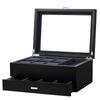 Baskiss Luxury Wooden Watch Storage Holds 6 4 Collection Case 2-Layer Case, Watch/Eyeglass/Jewelry Box, Watches, Sunglasses, Accessories, Rings,