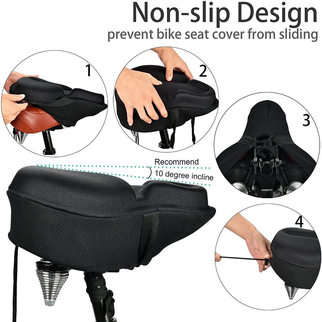 Comfortable Exercise Bike Seat Cover, C6 Large Wide Foam and Gel Padded, Bicycle Saddle Cushion for Women and Men, Everyone