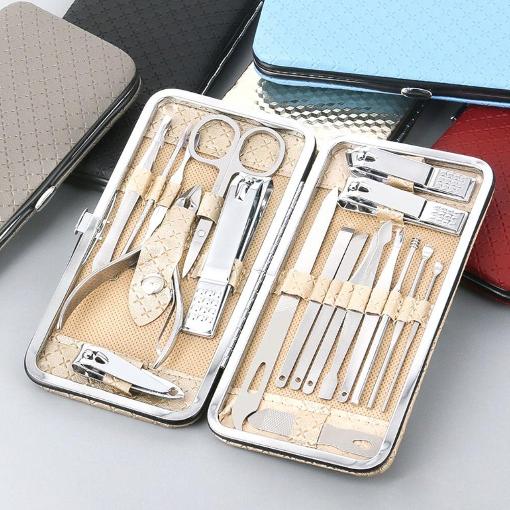 19Pcs Stainless Steel Nail Clippers Set Home Nail Care Kit Fashion Nail Sanding Tool Gift