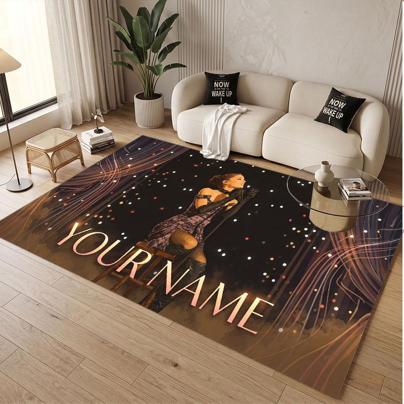 Custom Name Crystal Velvet Rug,Ariana Grande Comfortable Anti Slip Floor Mat For Room Decoration
