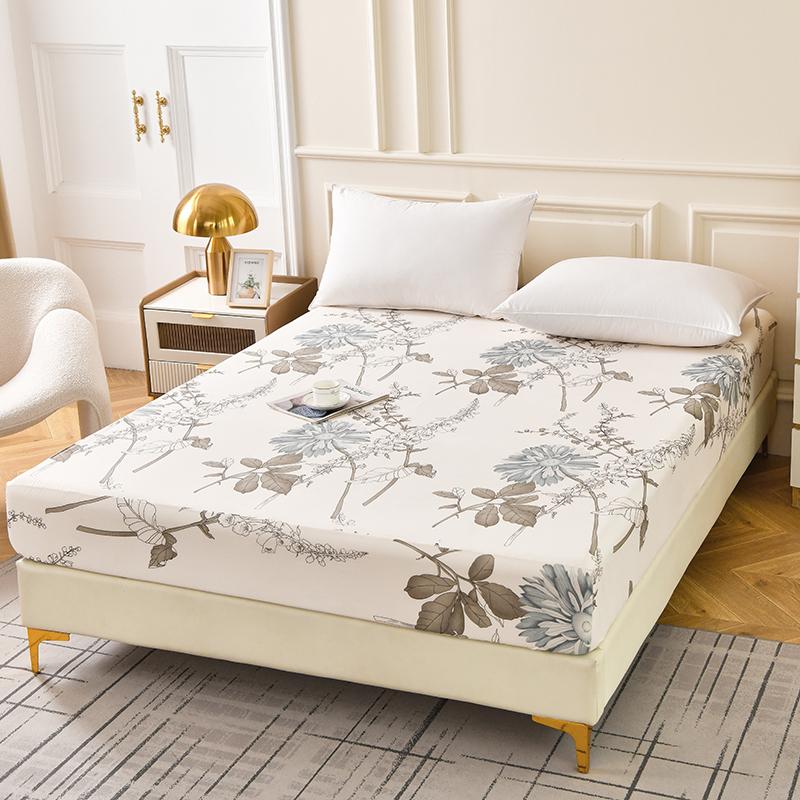 Red Flower Printed Bed Sheet Sets Queen/King Size Matrimonial Reactive Printed Fitted Bedsheets for Double Bed