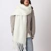Plush Winter Cashmere Scarves Mohair Long Shawl Simple Plaid Wool Scarf  Girl