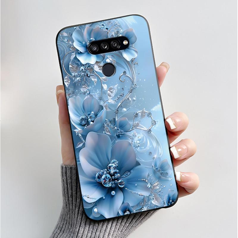 Soft Case For LG K50S K40S Phone Case LMX540HM LM-X540 LMX430HM LM-X430 Fashion Butterfly Flower Black Silicone Bumper Cover