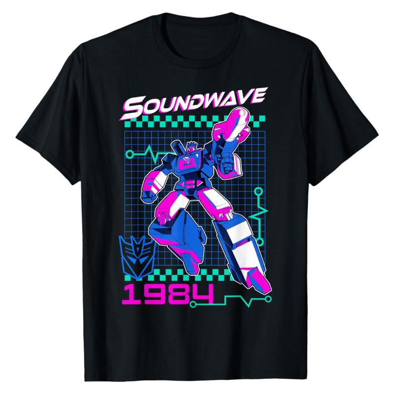Decepticon Warrior TShirt Transformers Soundwave Classic Robot Character Printed Crew Neck Cotton Soft Oversized Tops
