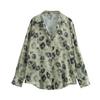 2025 Spring Women's Floral Print Satin Shirt – Loose Fit with Lapel