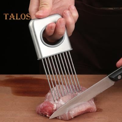 Держатель для лука с эргономичной ручкой из нержавеющей стали, приспособление для нарезки говядины, овощерезка, для картофеля, помидоров, моркови, фруктов, лимонов, мяса, кухонный гаджет