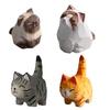 Миниатюрные фигурки кошек, ручная резьба по дереву, скульптура животных, украшения для стола из дерева, котенок
