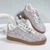 2025 Women's Sneakers Luxury Sequined Casual Shoes Outdoor Vulcanized Shoes for Women Lace Up Flats Zapatillas De Mujer