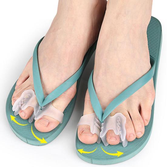 1 Pair Toe Separator with 2 Loop Orthopedic Bunion Valgus Hammertoe Corrector Pain Relief Women Men Foot Alignment Overlapping Toe Spacer Hammer