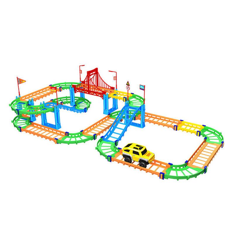 74PCS 3D Two-layer Spiral Track Roller Coaster Toy Electric Rail Car for Child Kids Gift