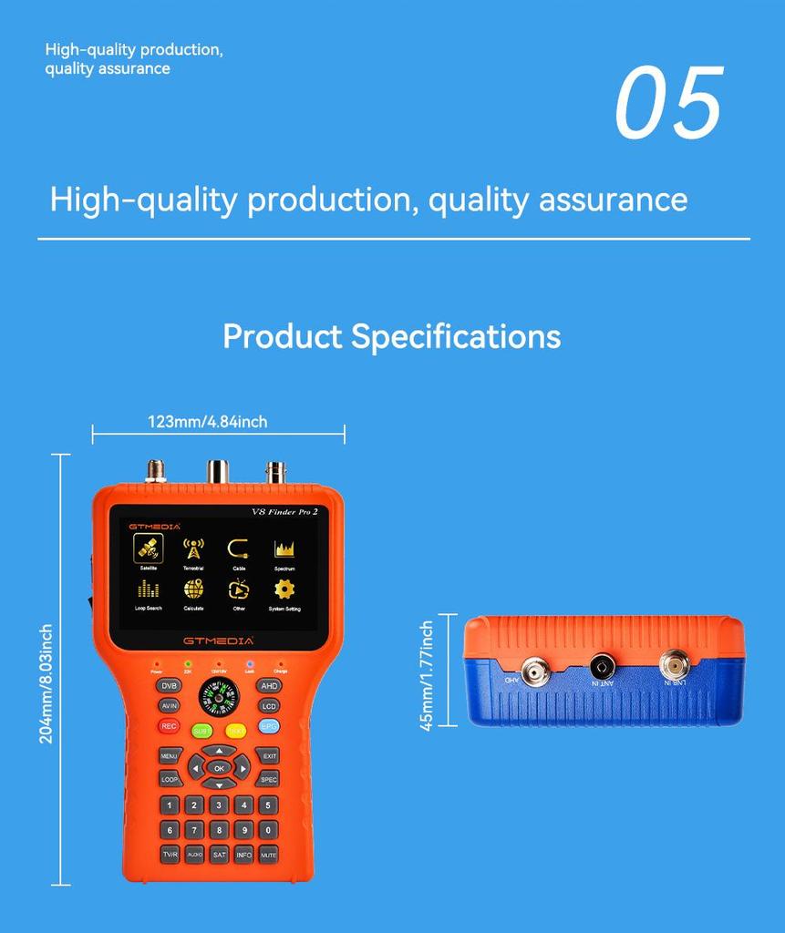 Gtmedia V8 Finder PRO 2 Satellite Finder Цифровой детектор спутникового сигнала ATSC-C — оранжевый, вилка европейского стандарта