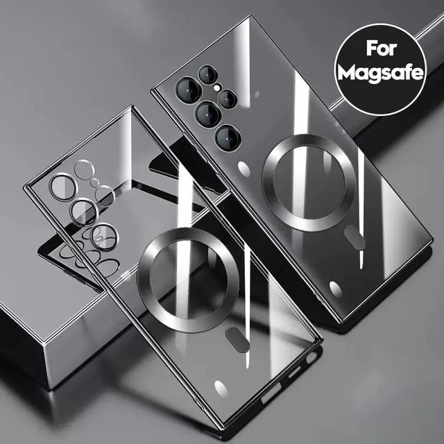 Для Samsung Galaxy S25 S24 S23 Ultra Plus Роскошный Magsafe Plating Прозрачный противоударный магнитный мягкий чехол для Samsung Galaxy S22 S21