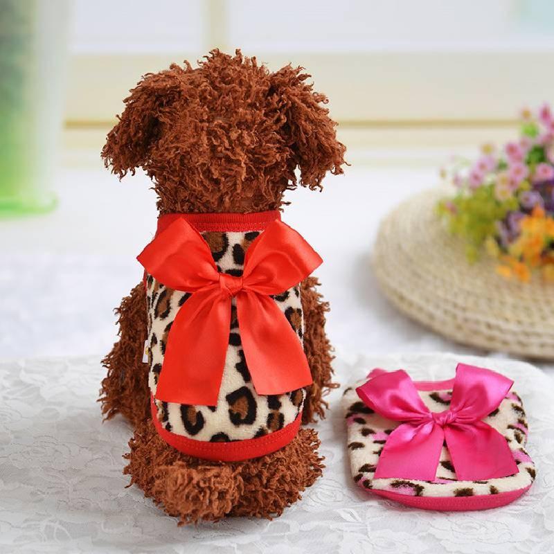 Adorable Coral Fleece Puppy Clothes With Leopard Print For Fall And Winter Celebrations