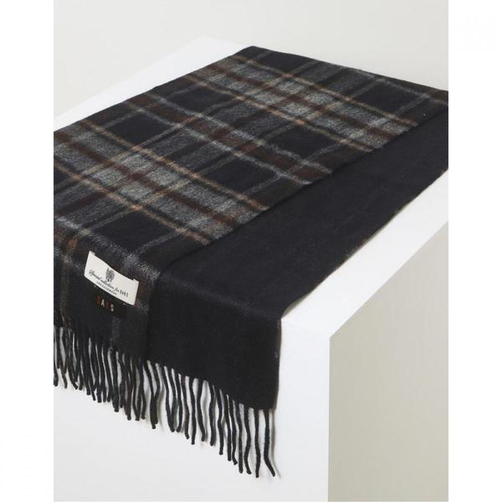 Daks Unisex Dark Gray Check Cashmere 100 Reversible Scarf Dbmu2f706