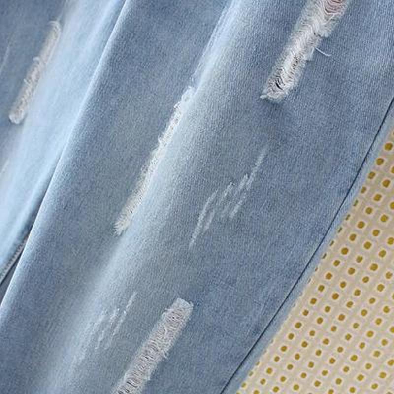 Женские весенние и осенние повседневные брюки большого размера с высокой талией, свободные джинсы с дырками, джинсовые укороченные брюки