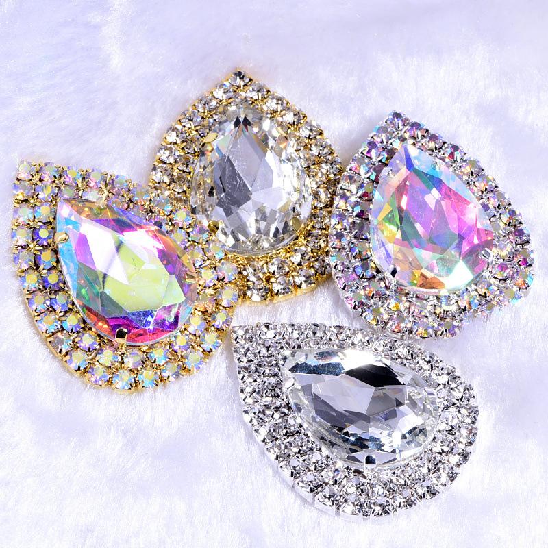 Золотая основа с серебряным основанием, стеклянная капля воды, овальный конский глаз, корсаж, брошь, пряжка, аксессуары для одежды своими руками