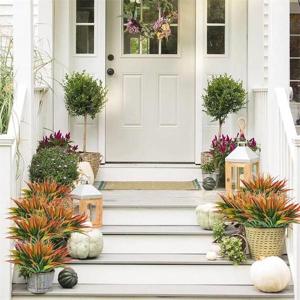 5 pcsOutdoor Fake Plants UV Resistant Artificial Tropical Plants Spider Ivy Fake Grass for Home Window Garden Office Patio Hanging Planter