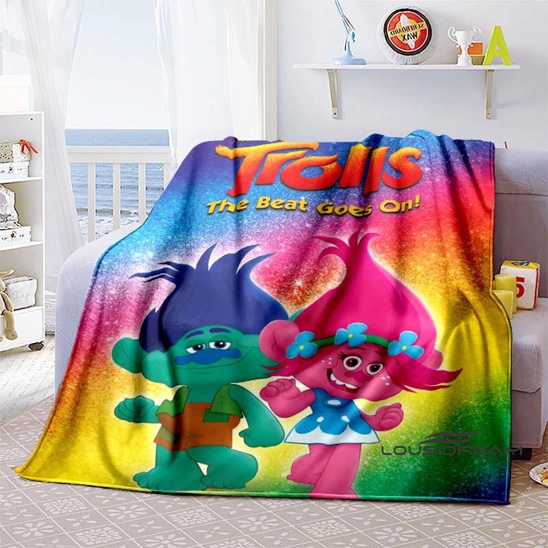 The Kawaii PoppyTrolls World Tour themed flannel blanket is perfect for kids, teens, and fans. It's a great bed blanket or sofa