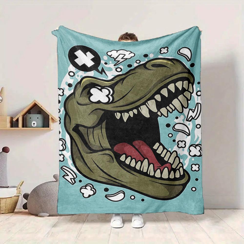 1pc Dino Roar Lightweight Flannel Blanket, Comfortable and Warm Blanket, for Office and Camping Sofa Bed, Livingroom084