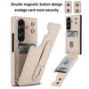 For Samsung Galaxy Z Fold7 5G Case Kickstand Card Slots Leather Coated TPU Cover with Shoulder Strap