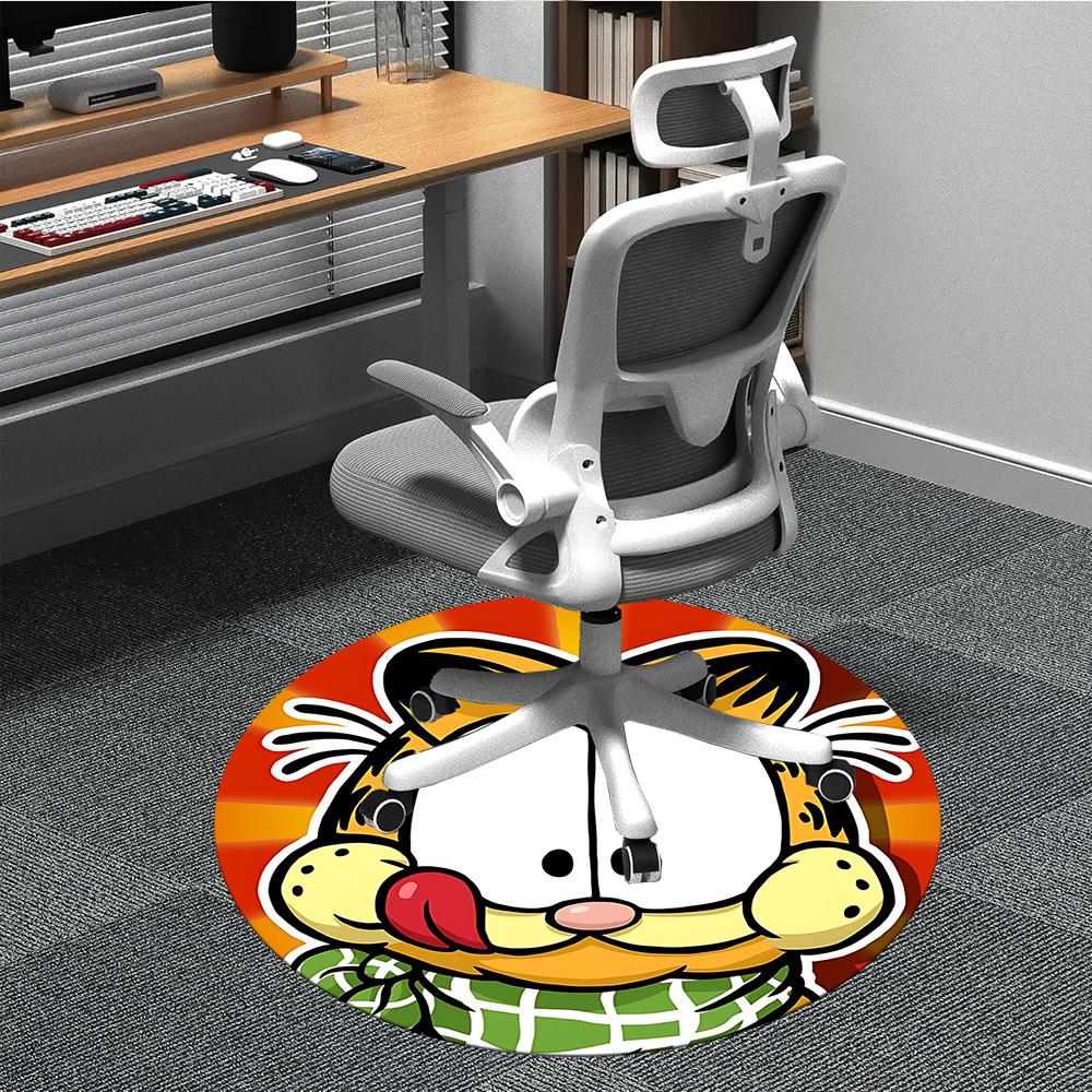 1pc Garfield, Cat Chair Carpet for Office Non-Slip, Soft & Comfortable, Carpet for Office, Gaming, Lightweight Round Floor Mat