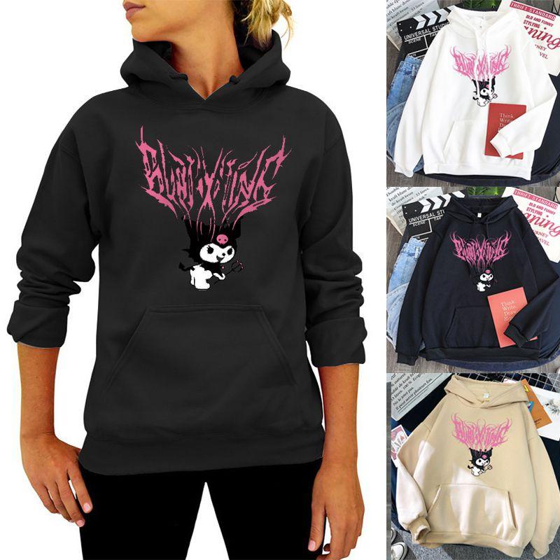 Soft And Comfortable Kawaii Kuromi Hoodie With Harajuku Punk Graphic Print