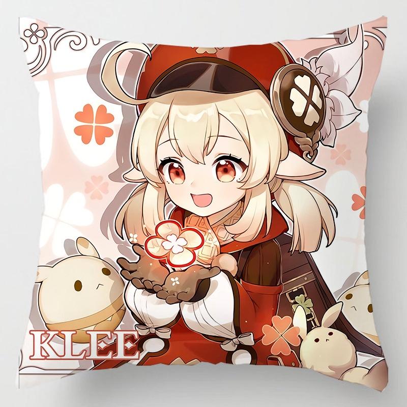 Мультяшная наволочка Genshin Impact Мягкая полиэстеровая наволочка из персиковой кожи для домашнего декора