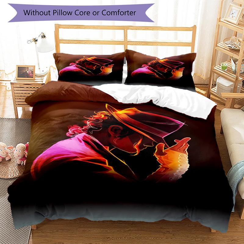 3pcs Michael Jackson pattern bedding set duvet cover set includes duvet cover &pillowcases, perfect all season bedroom decoration & gift