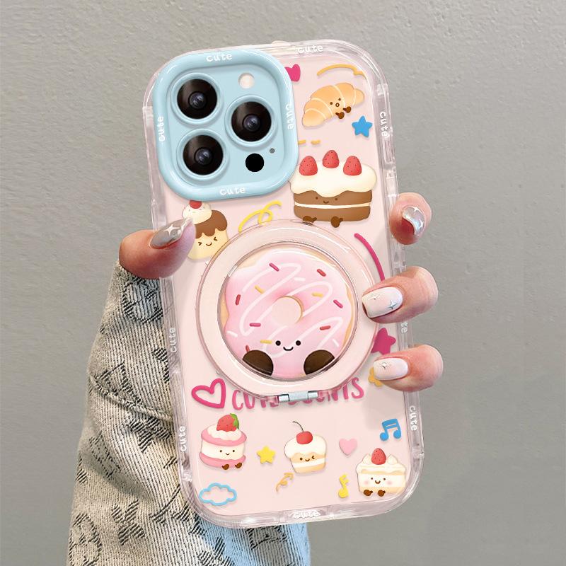 Cute Dessert Themed Jelly Phone Case With 360 Stand For Iphone