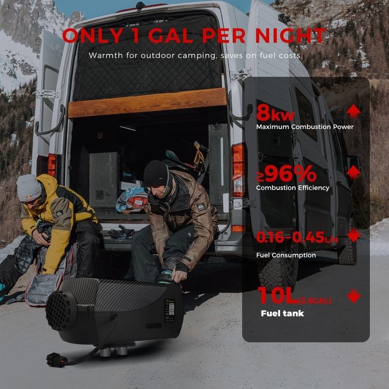 8KW 12V&24V Ultra Quiet Diesel Night Heater Diesel Air Heater With Bluetooth App/LCD Display/Remote Control For Motorhome Garage