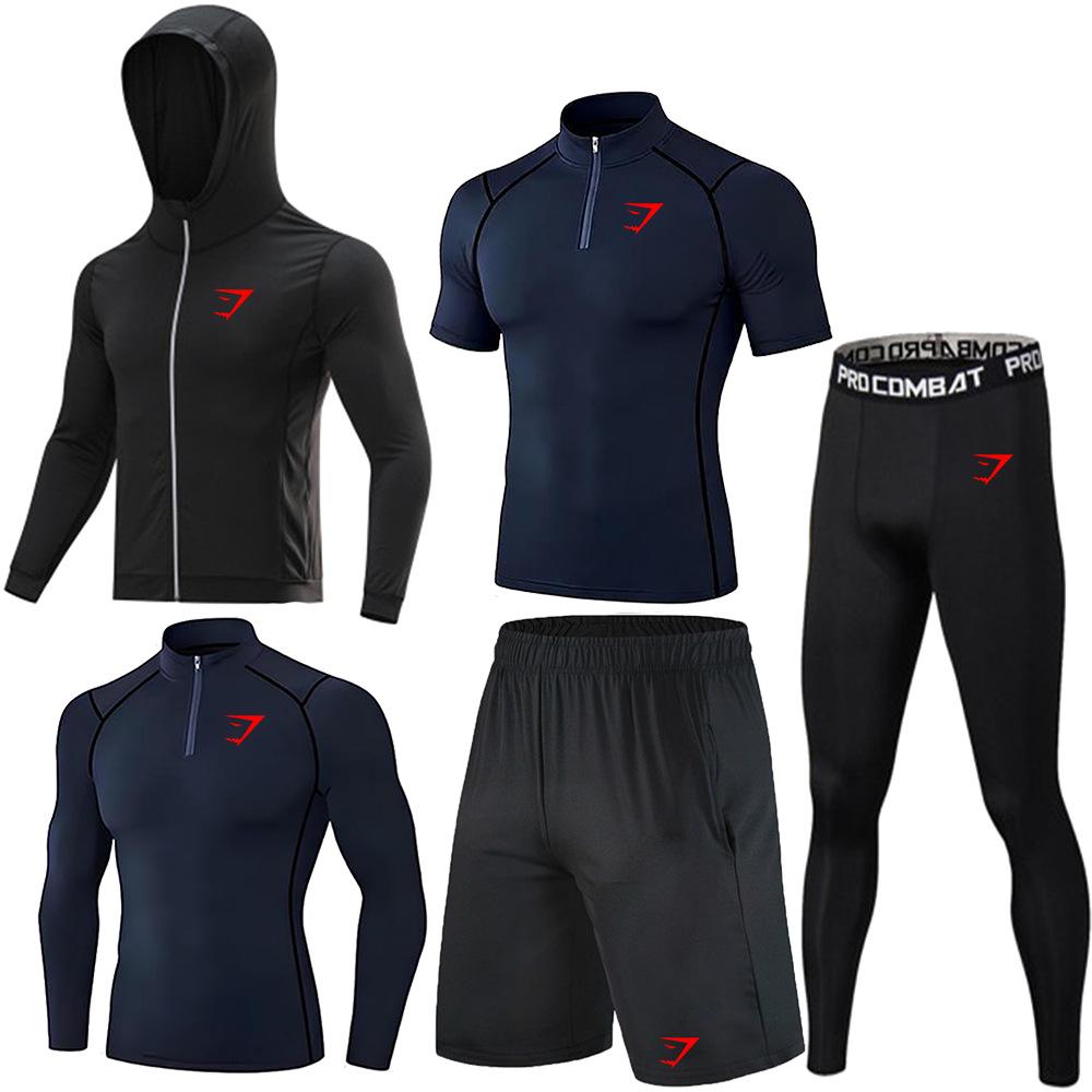 Мужской эластичный комплект из быстросохнущих поло GYMSHARK - Дышащая, облегающая спортивная одежда для тренировок и бега с защитой от солнца
