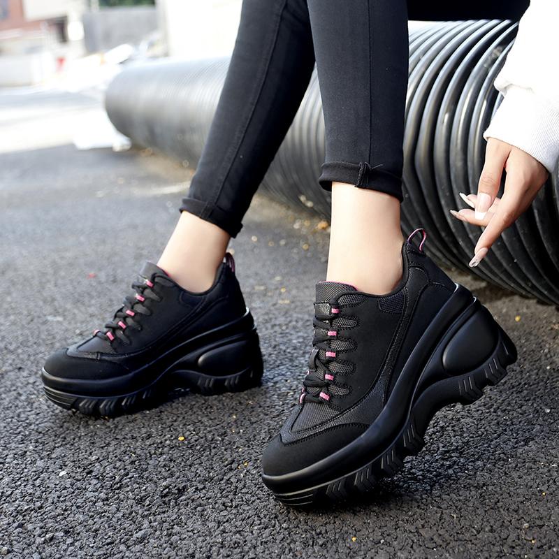 TUINANLE Женские кроссовки на массивном каблуке, повседневные туфли на высоком каблуке на танкетке, женские водонепроницаемые туфли на плоской подошве со шнуровкой