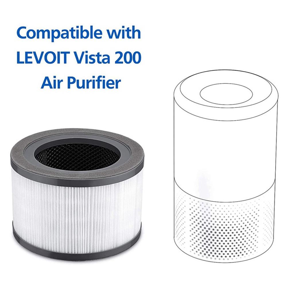 Сменный фильтр для очистителя воздуха LEVOIT Vista 200 | 3-в-1 H13 True HEPA+Угольный Улавливает 99,97% Загрязнителей, Аллергенов, Запахов