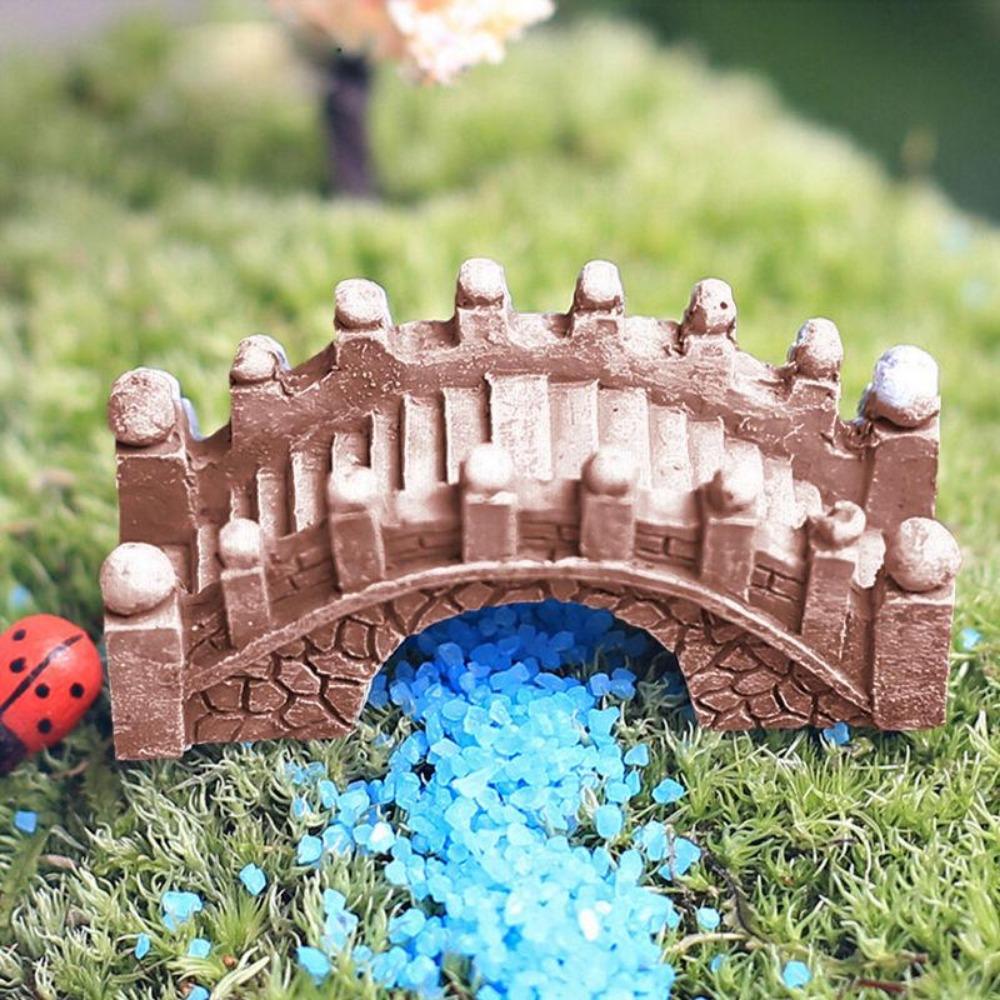 Cute Village House Miniature Garden Mini Bridge Stairs Craft Figurine Plant Pot Garden Ornament Miniature Fairy Garden Supplies