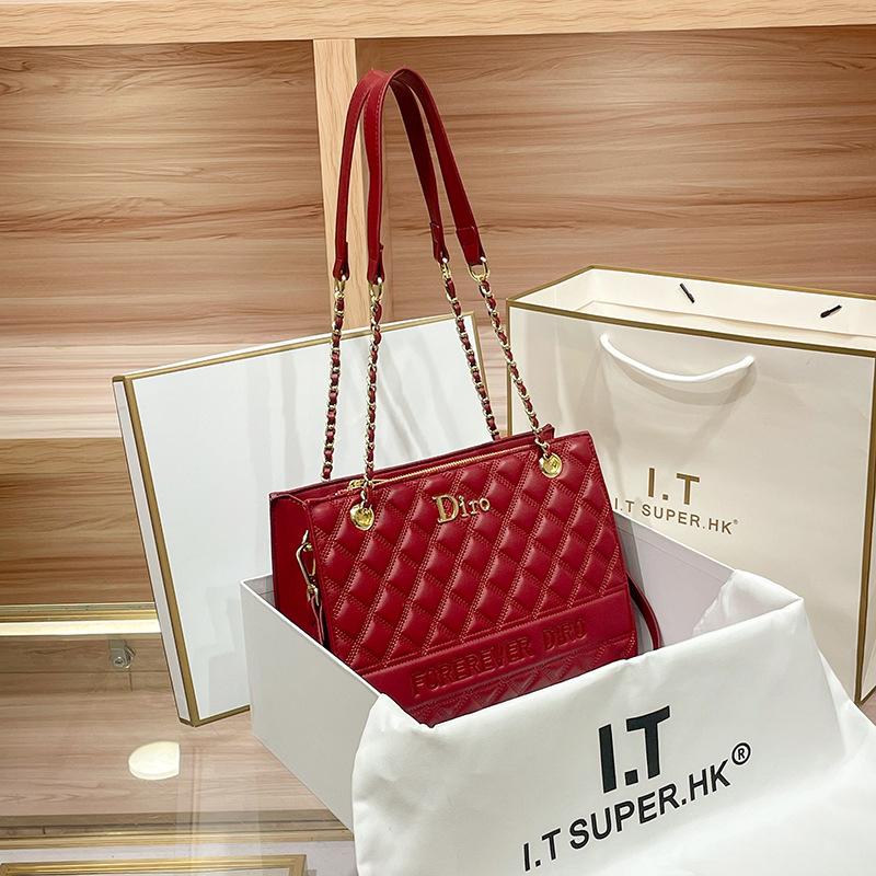 Кожаная вместительная сумка-тоут для поездок на работу, Новая женская высококлассная сумка на цепочке, Одноплечевая сумка через плечо