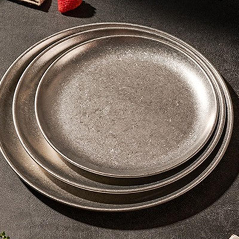 304 Stainless Steel Plates Vintage Multi-Function Storage Tray Classical Durable Western Dish Steak Dessert Plate Table Decor