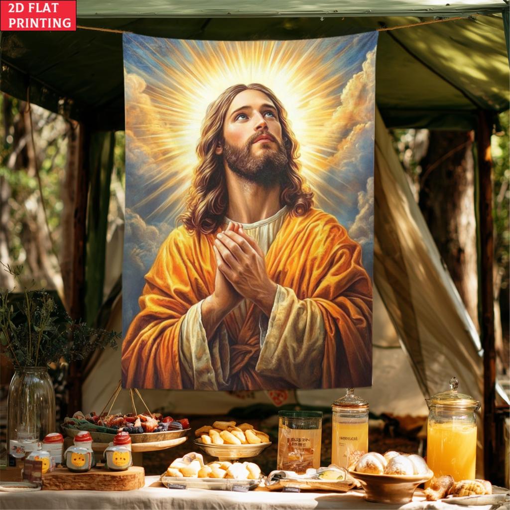 Jesus Christ Religious Wall Tapestry Christian Faith Home Decor Spiritual Art Hanging for Church or Living Room
