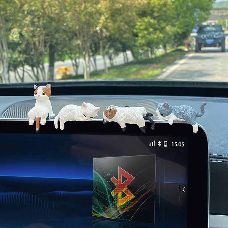 1/4 шт. Украшение для автомобиля Спящая кукла-кошка Китти Креативные автомобильные украшения Игрушки Кошка Микро Ландшафтная модель Милые автомобильные аксессуары Подарки