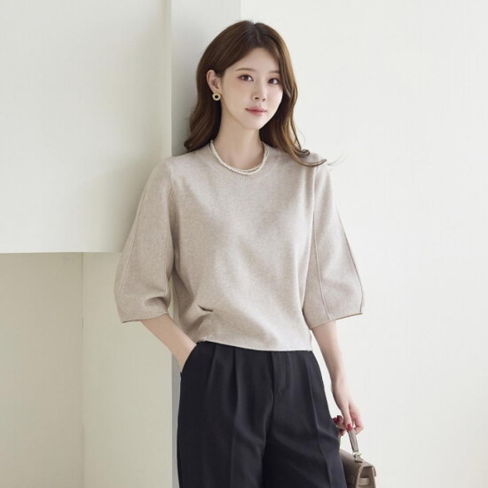 Morris Coming Home Women Soft Round Neck Volume Sleeve 7 8 Knit M2607kn637c