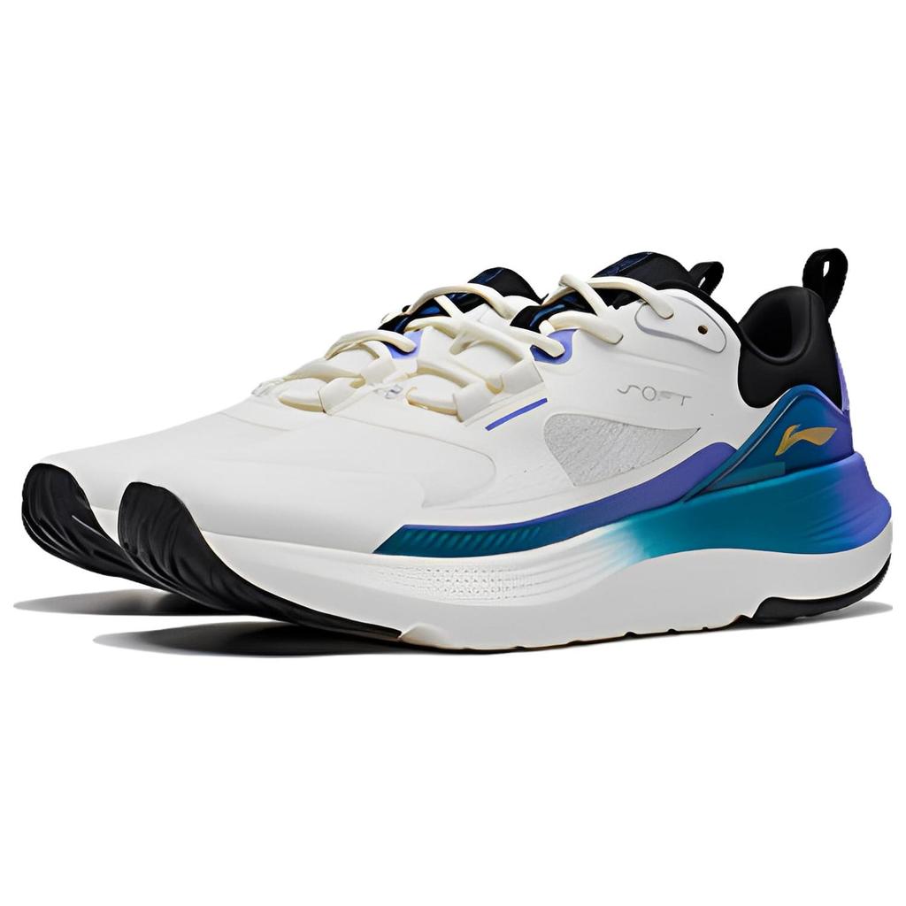 Li Ning SOFT GO Амортизация Нескользящие Низкие Повседневные Кроссовки Мужские Белый Синий Фиолетовый AGLT125-1