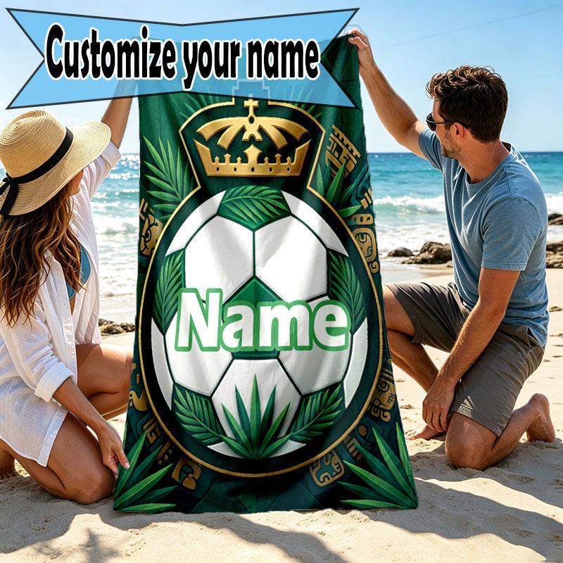 Custom Name Personalized Club Santos Laguna Print Beach Towel, for Trip Camping Beach Party Home Decor, Birthday Gift for Family & Friends