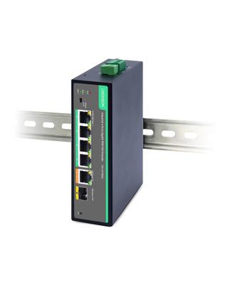 Промышленный гигабитный PoE-коммутатор LINOVISION BT90W и опциональное питание от постоянного тока SFP DIN-рейка PoE-коммутатор с питанием от PoE Поддержка PoE до 820 футов (250 м) с увеличенным радиусом действия, 4 порта PoE