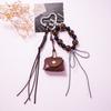 Leather Rope Luxury Bag Key Chain Leopard Print Car Key Ring  Hanging Accessory