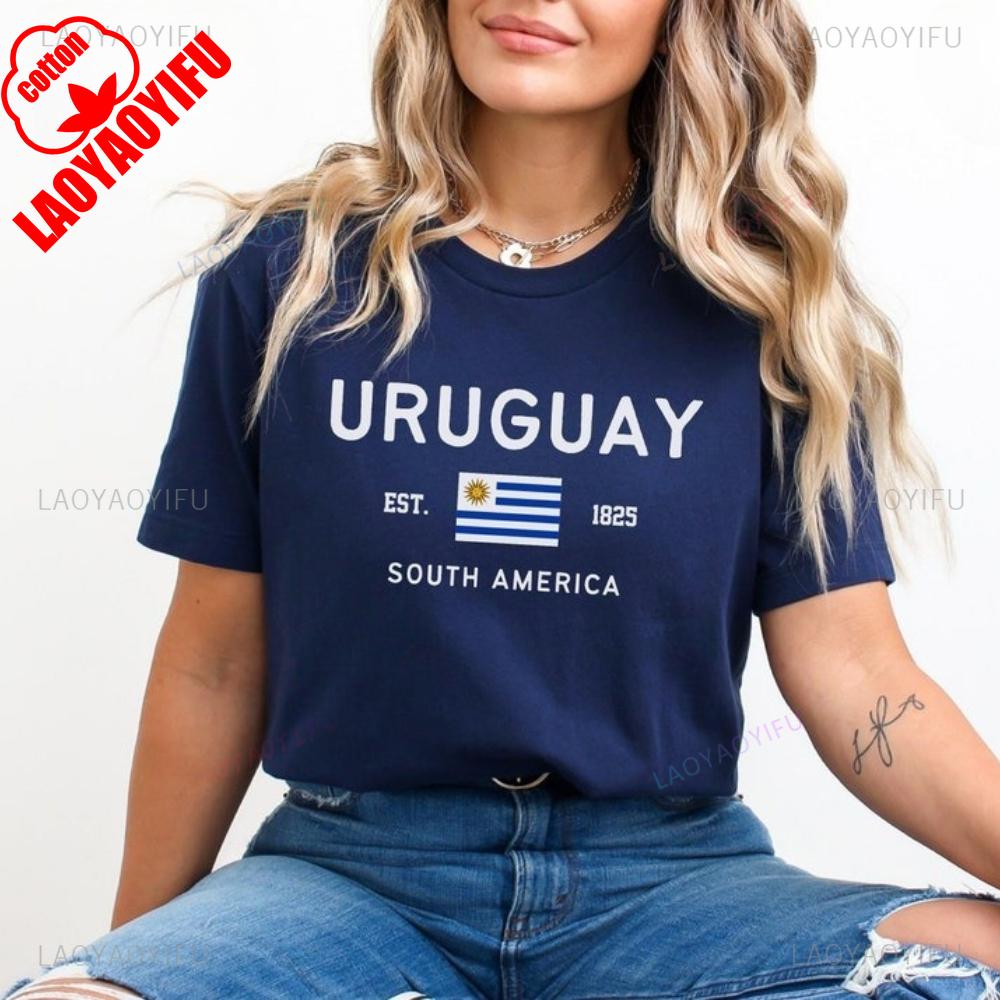 Uruguay Flag Est  South Amerrica Women Graphic T Shirts Summer Unisex Fashion Casual High Quality Cotton Tshirt Shortsleev
