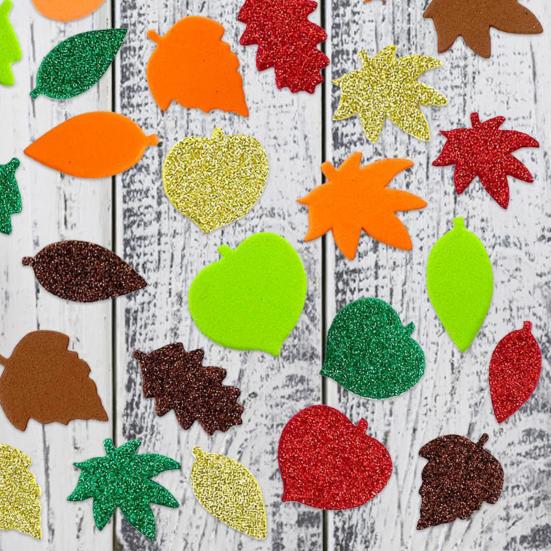 500 шт. пенопластовых наклеек, самоклеящиеся блестящие наклейки в виде кленового листа, осенние наклейки для детей, сделай сам, принадлежности для вечеринок на День благодарения, украшение урожая