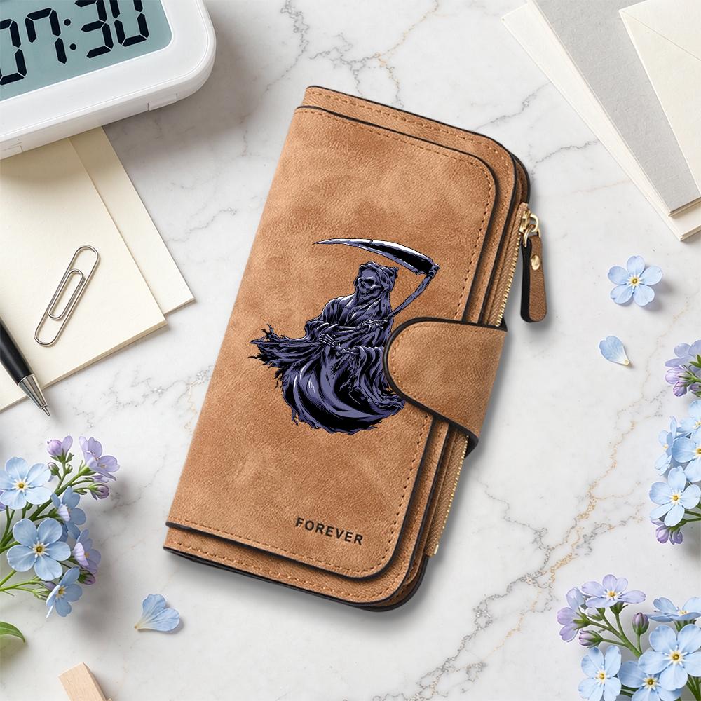 Grim Reaper Pattern Long Wallet Forever Style Fashion Card Holder Portable Daily Use Purse
