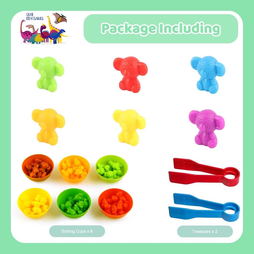 Игрушки от 3 лет, игрушки Монтессори от 3 лет, игрушка для распознавания цветов подсчета динозавров с подходящими чашками и пинцетом, цвета для развития мелкой моторики