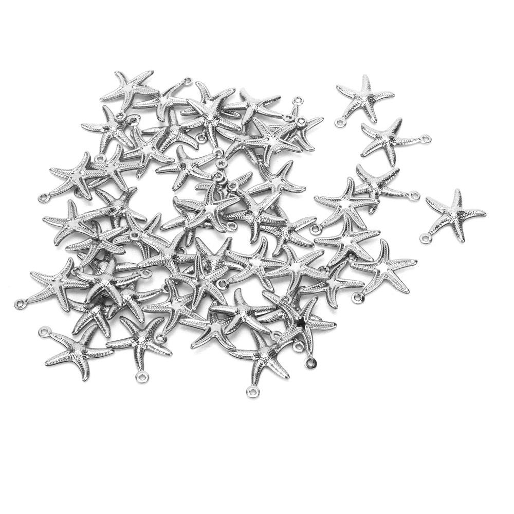 50pcs Stainless Steel Beach Jewelry Small Ocean Starfish Pendant Pendant Accessories Earring Making