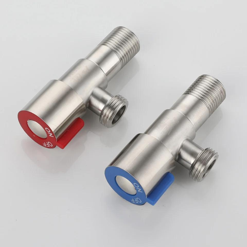 Stainless Steel Bathroom Quick Opening Triangle Valve Faucet Accessories Two-way Angle Valve G1/2 Thread Water Inlet